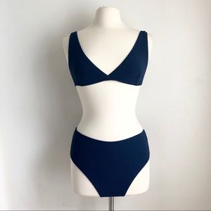 Solid & Striped Navy Blue Ribbed Beverly Bikini M